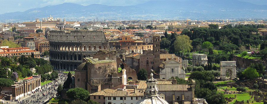 Colosseum and Foro Romano view from the Altare della Patria